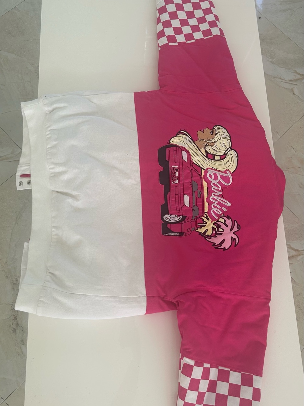 Barbie Hot Pink & White Checkerboard Racing Jacket - Picture 3 of 5
